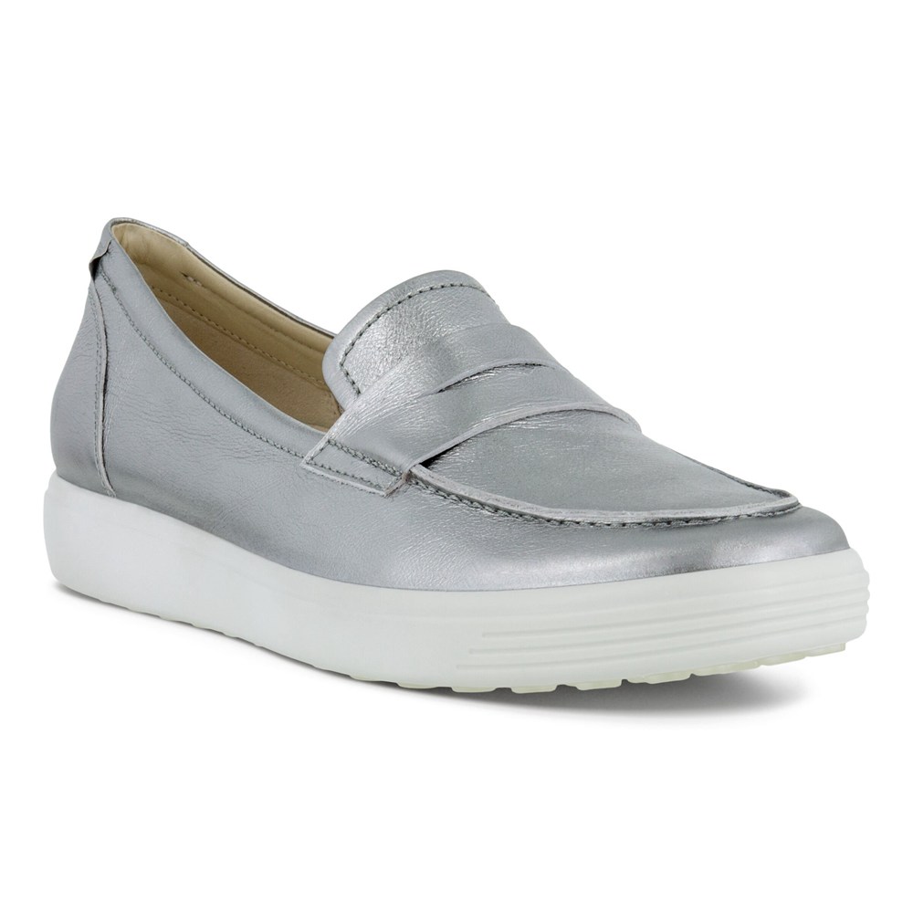 ECCO Womens Loafer Silver - Soft 7 - IKY-094821